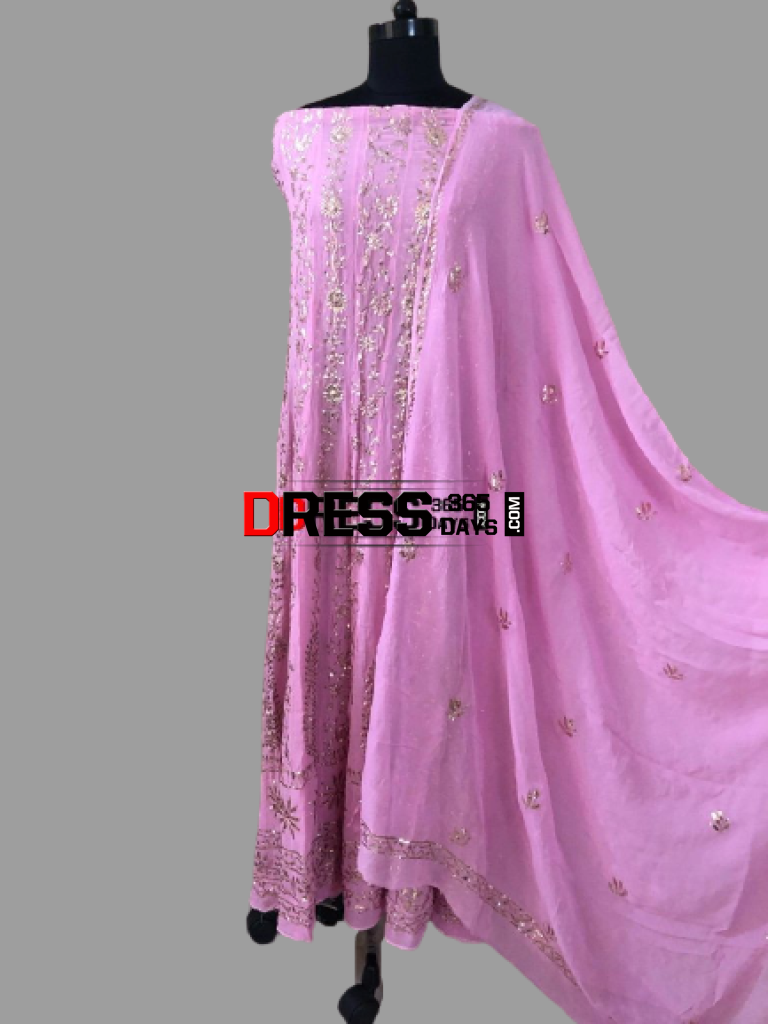 Party Wear All Over Mukaish Anarkali (Anarkali And Dupatta) Kamdani