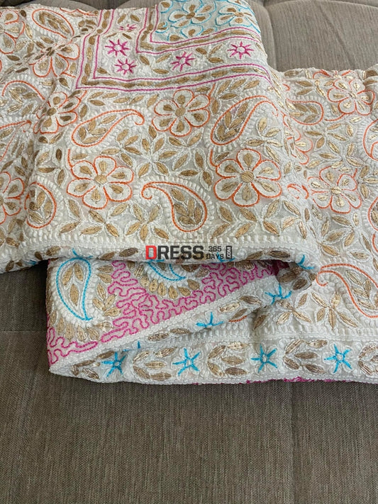 Party Wear Multicolour Chikankari Gota Patti Dupatta