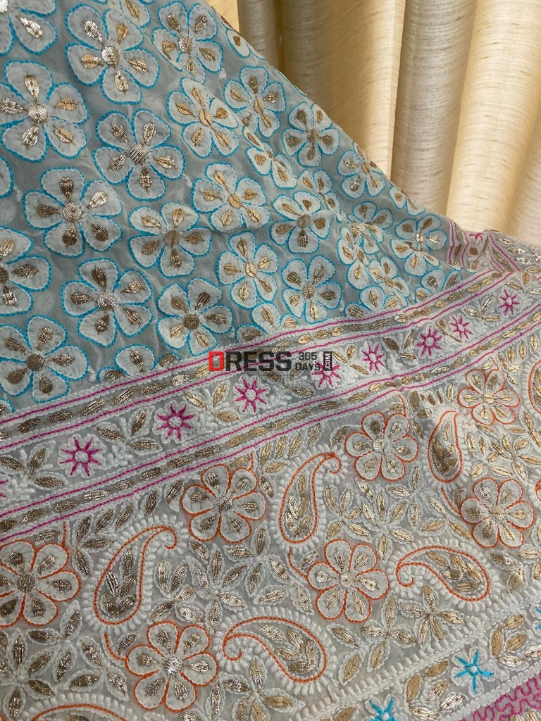 Party Wear Multicolour Chikankari Gota Patti Dupatta