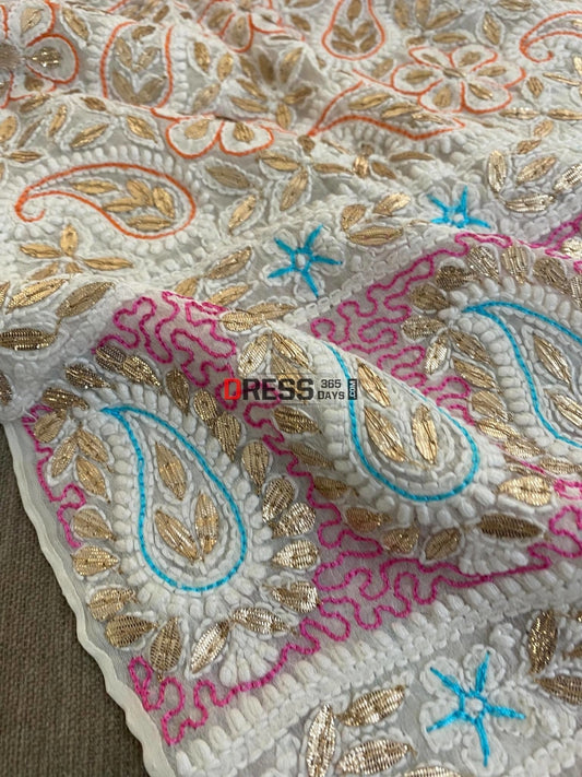Party Wear Multicolour Chikankari Gota Patti Dupatta