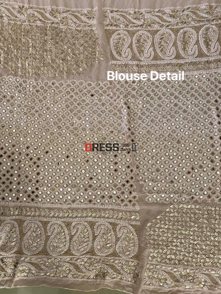 Pastel Pink Chikankari Mirror & Gota Patti Lehenga Set