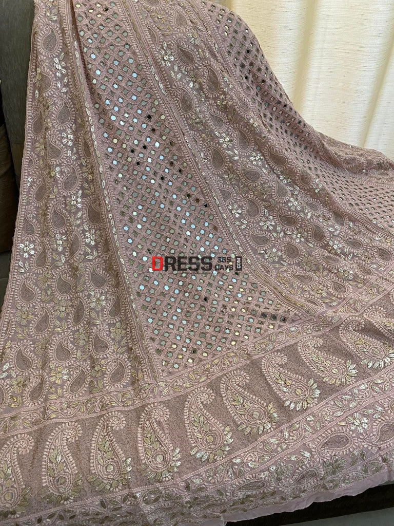 Pastel Pink Chikankari Mirror & Gota Patti Lehenga Skirt (Only Skirt)