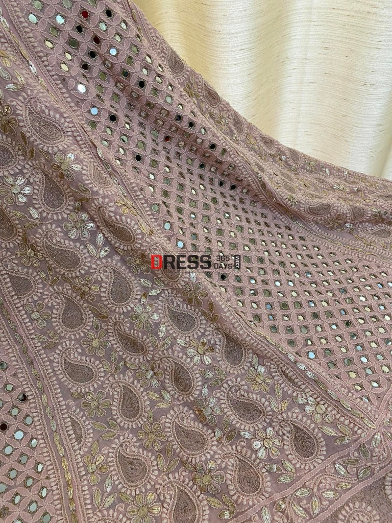 Pastel Pink Chikankari Mirror & Gota Patti Lehenga Skirt (Only Skirt)