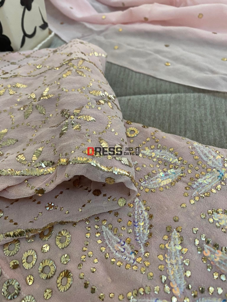 Pastel Pink Kamdani Anarkali Suit Chikankari