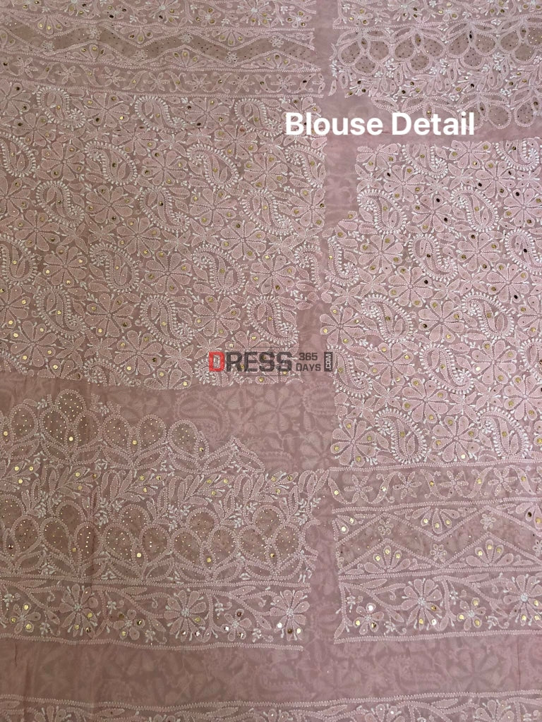 Pastel Pink Kamdani Lucknowi Lehenga Set Chikankari