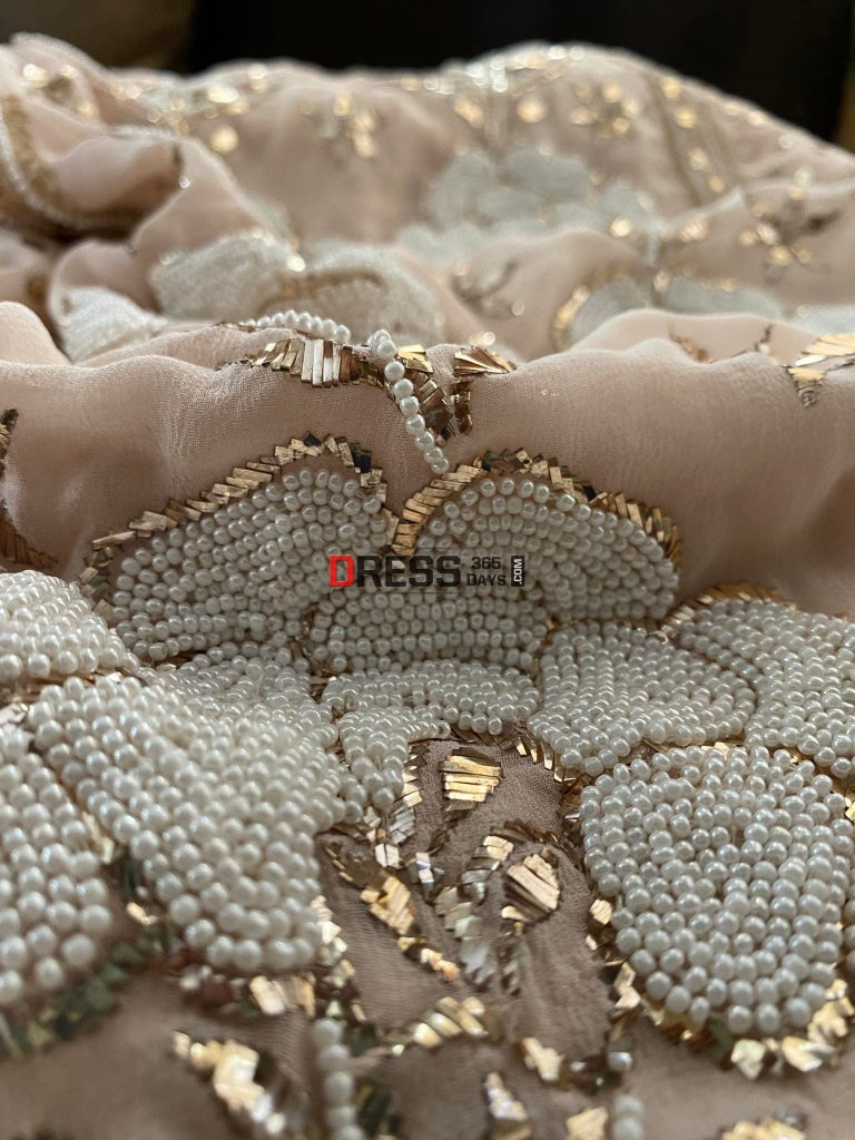 Pastel Pink Kamdani & Pearl Suit Chikankari Suits