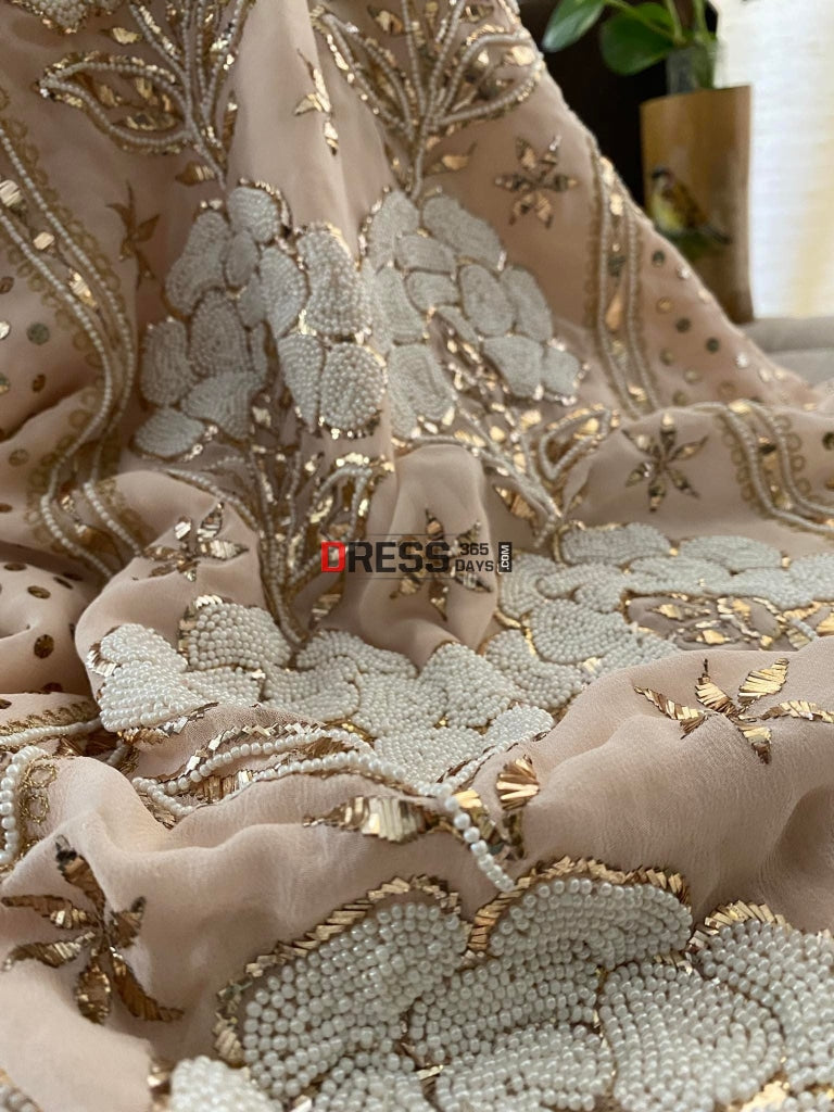 Pastel Pink Kamdani & Pearl Suit Chikankari Suits