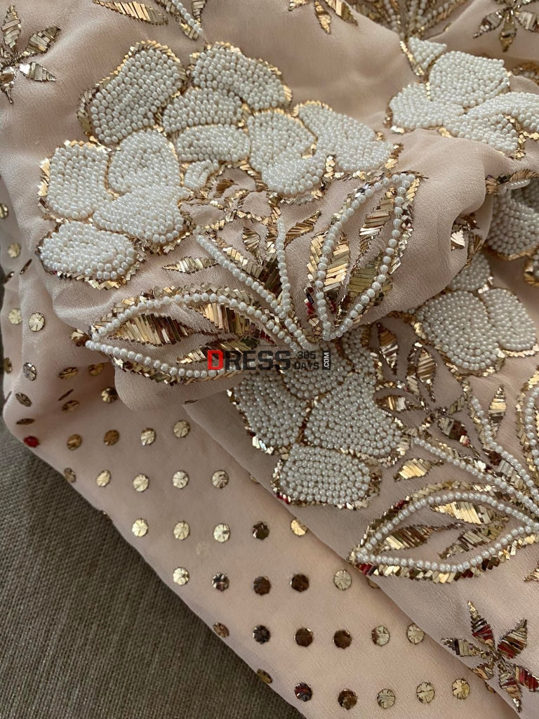 Pastel Pink Kamdani & Pearl Suit Chikankari Suits