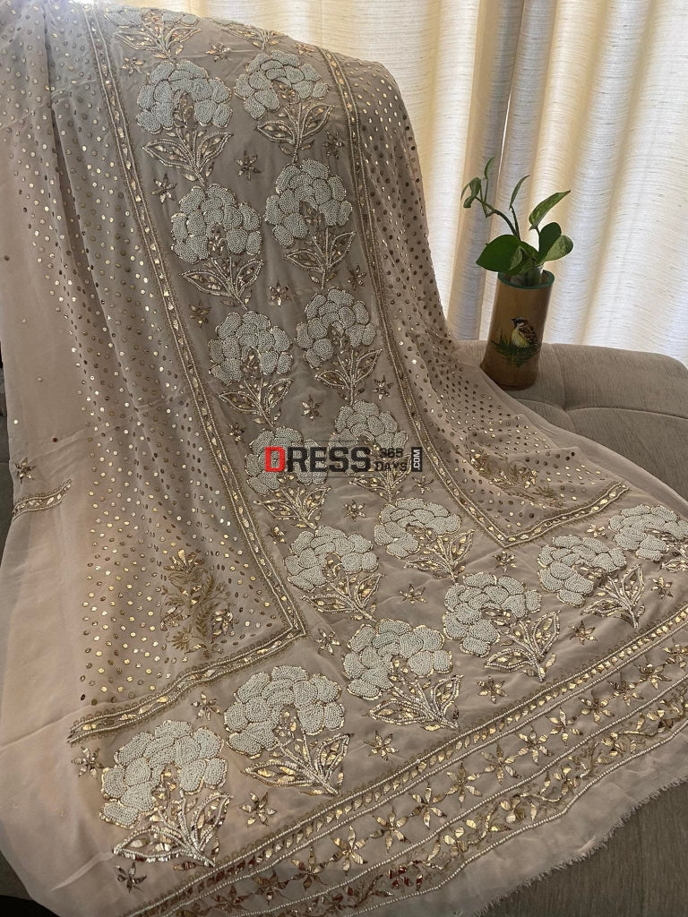Pastel Pink Kamdani & Pearl Suit Chikankari Suits