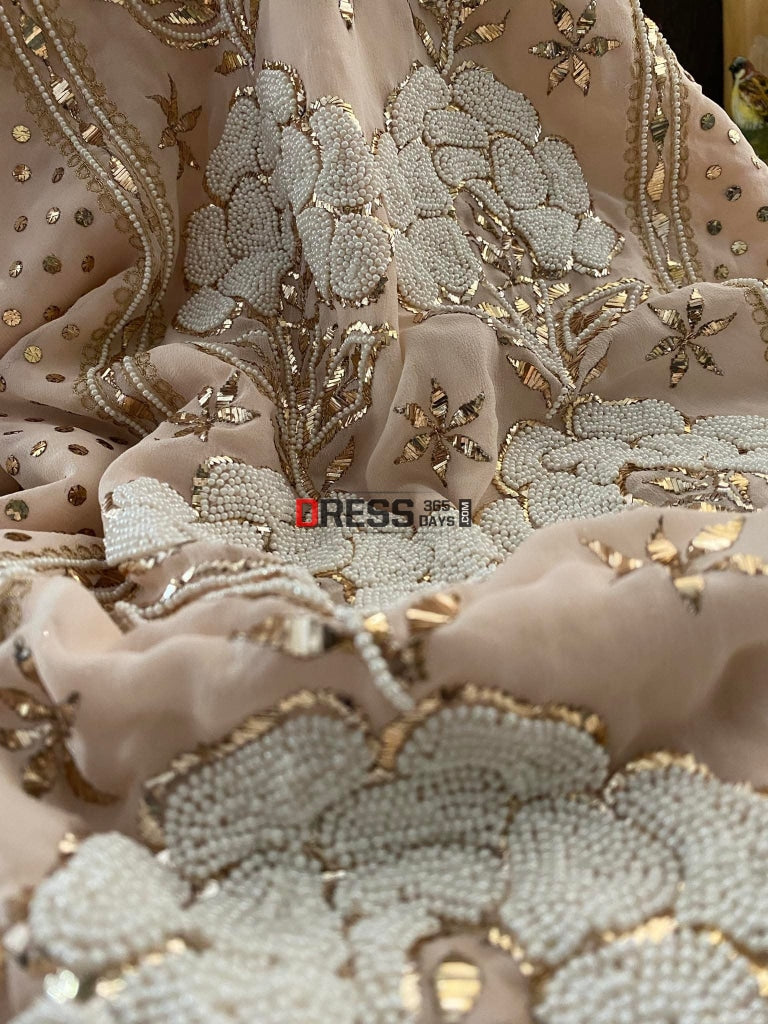 Pastel Pink Kamdani & Pearl Suit Chikankari Suits