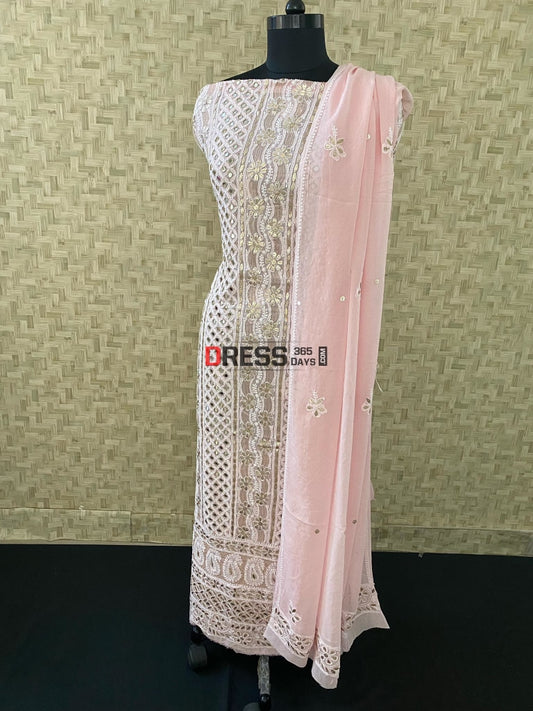Pastel Pink Mirror & Gota Patti Chikankari Suit Suits