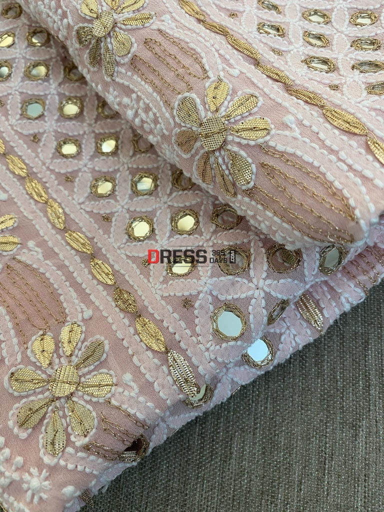 Pastel Pink Mirror & Gota Patti Chikankari Suit Suits