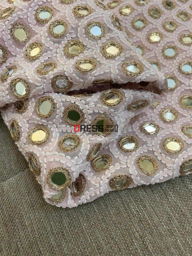 Pastel Pink Mirror & Gota Patti Chikankari Suit Suits