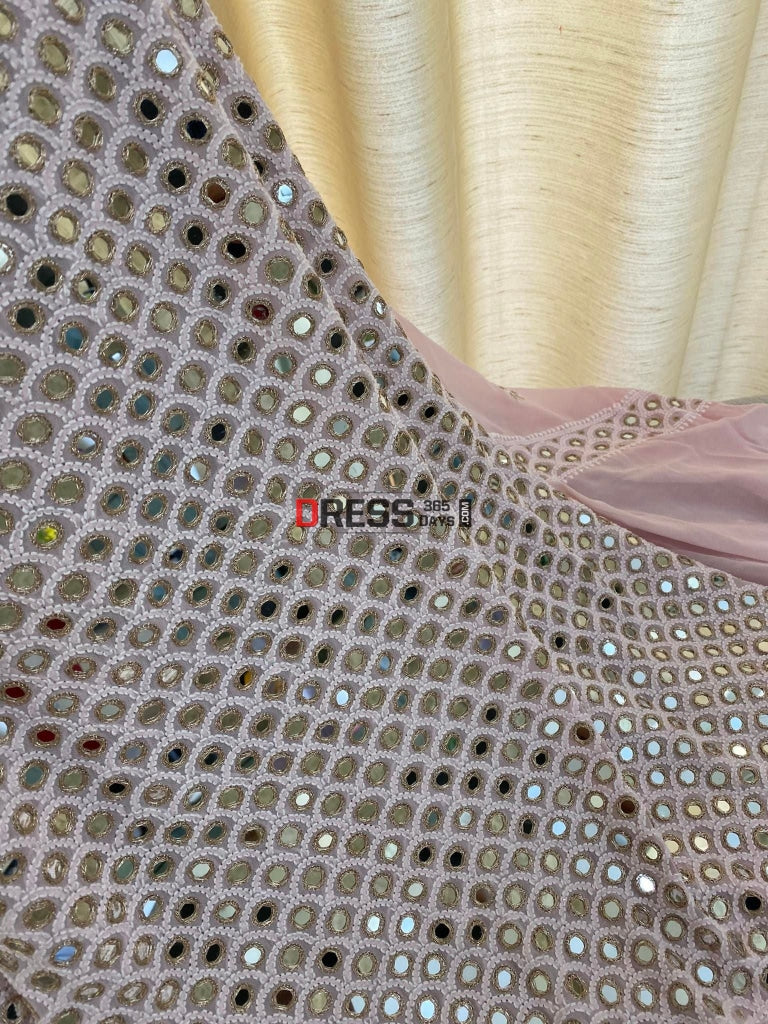 Pastel Pink Mirror & Gota Patti Chikankari Suit Suits