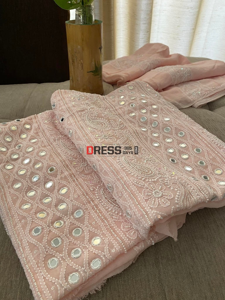Pastel Pink Pearl & Chikankari Suit - Eid Collection Suits