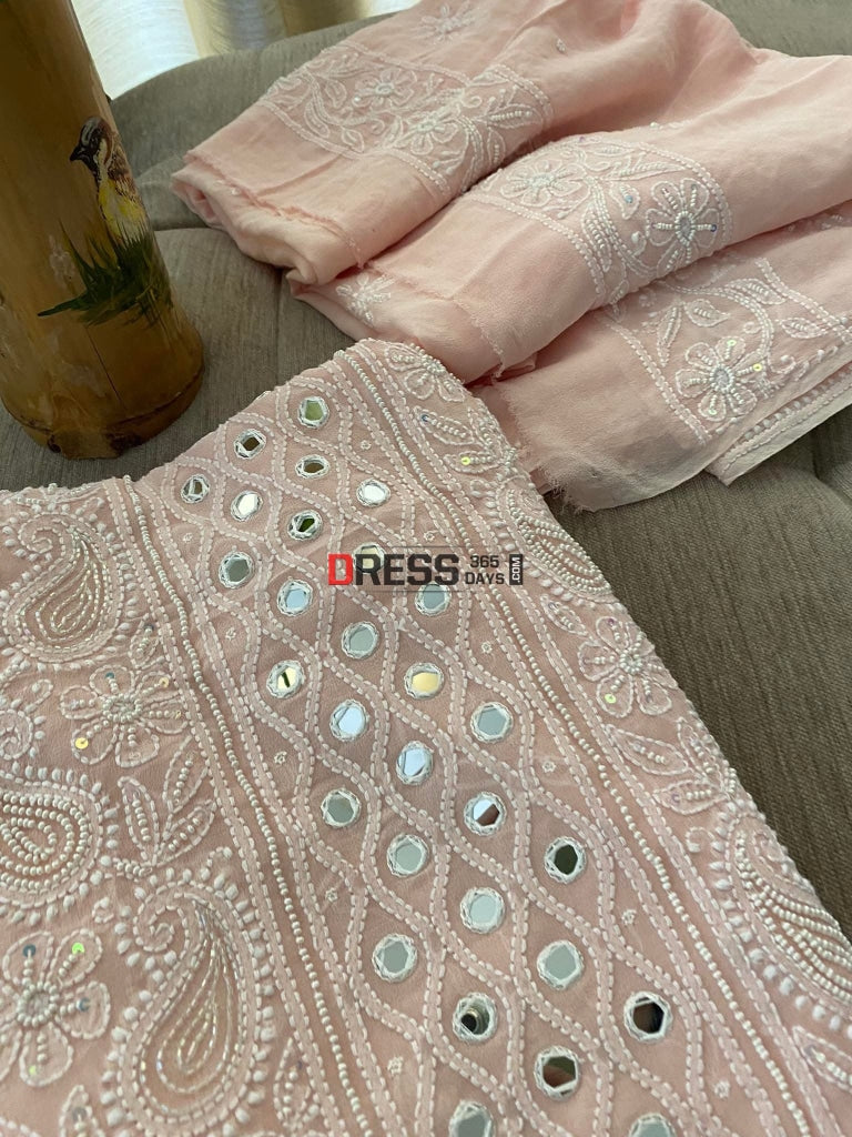 Pastel Pink Pearl & Chikankari Suit - Eid Collection Suits