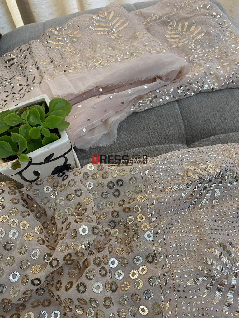 Pastel Pink Ring Mukaish/Kamdani Lehenga Set Kamdani