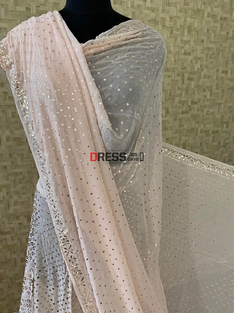 Pastel Pink Ring Mukaish/Kamdani Lehenga Set Kamdani