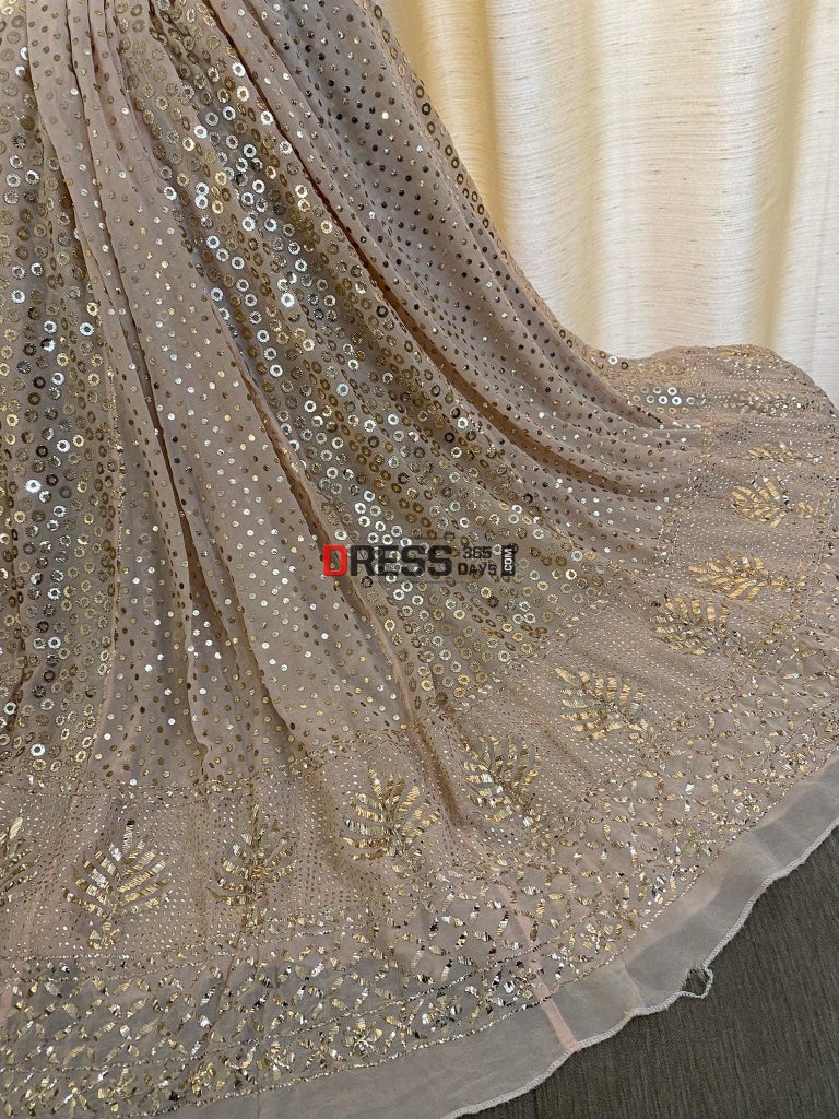 Pastel Pink Ring Mukaish/Kamdani Lehenga Set Kamdani
