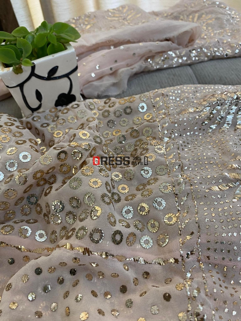 Pastel Pink Ring Mukaish/Kamdani Lehenga Set Kamdani