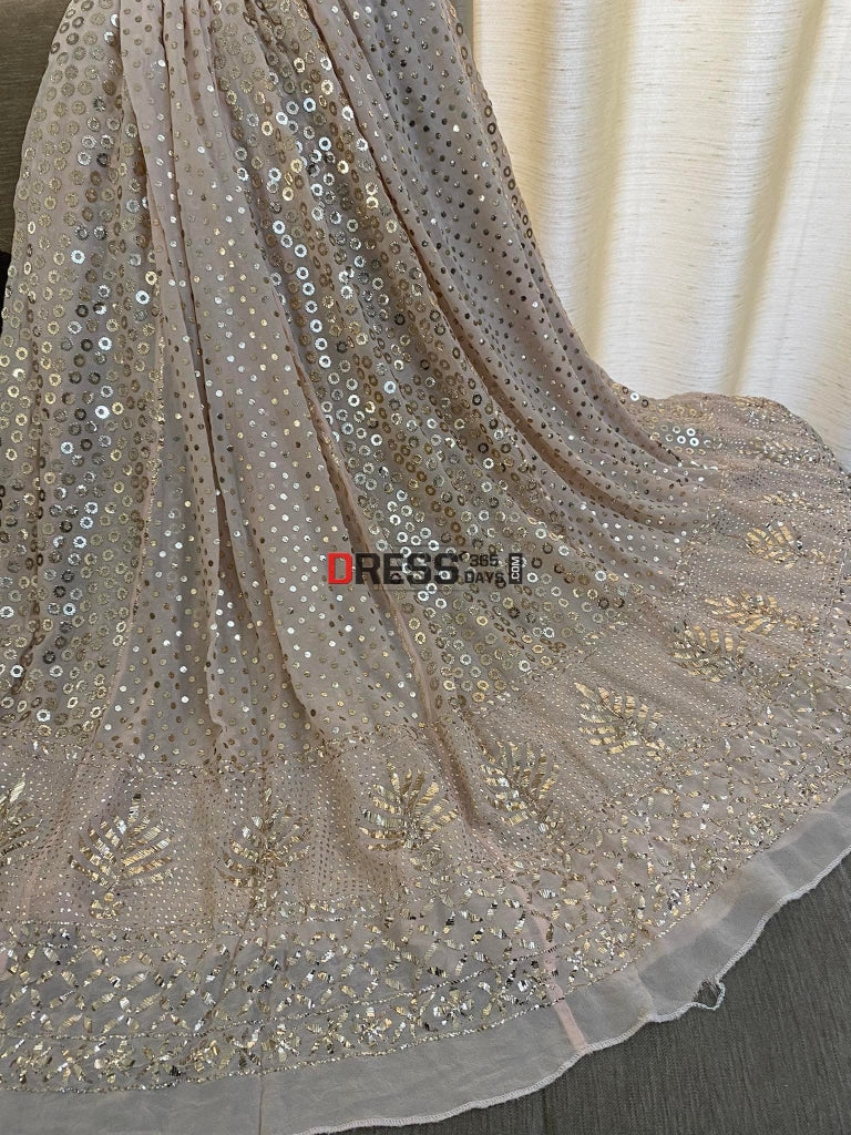 Pastel Pink Ring Mukaish/Kamdani Lehenga Set Kamdani