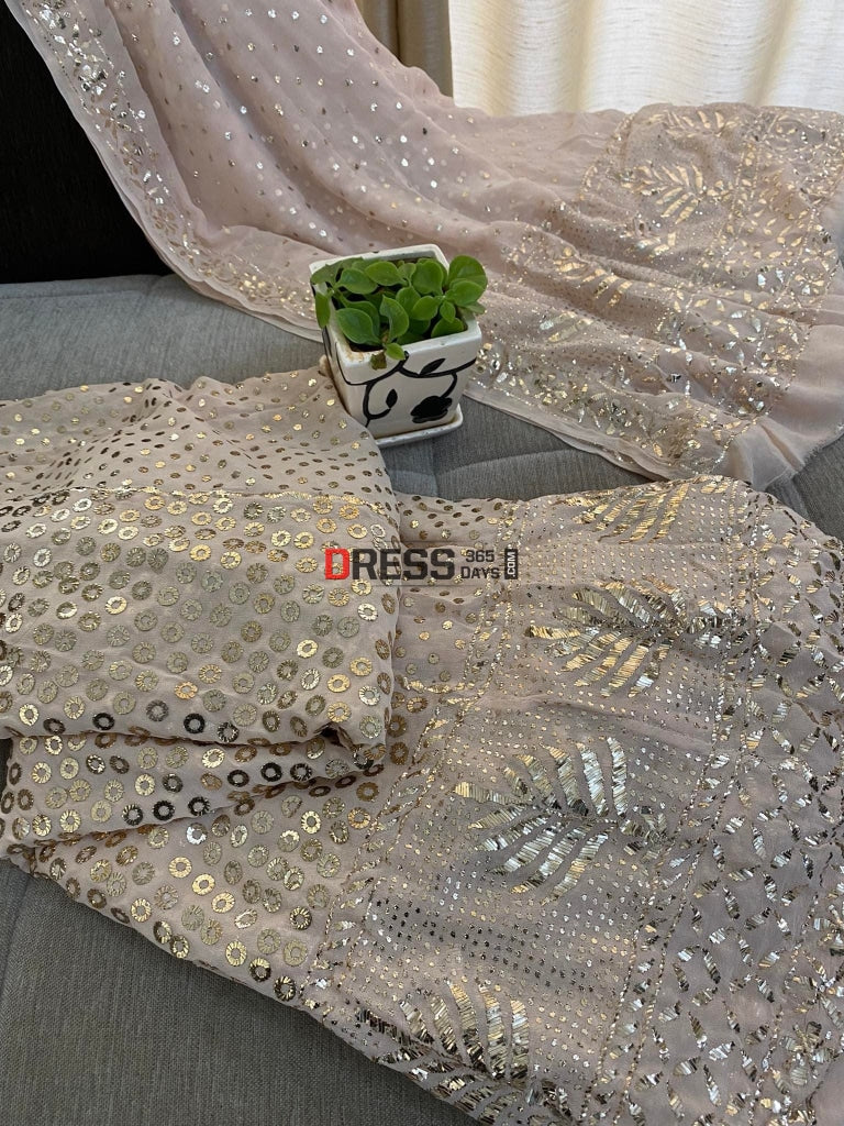 Pastel Pink Ring Mukaish/Kamdani Lehenga Set Kamdani