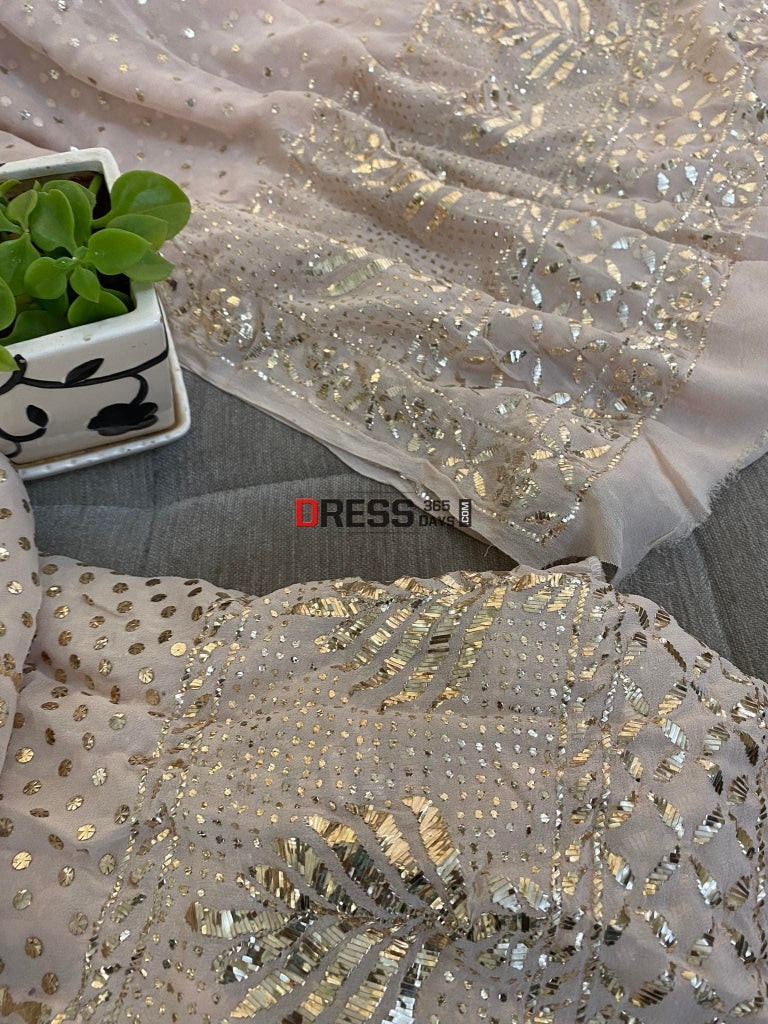 Pastel Pink Ring Mukaish/Kamdani Lehenga Set Kamdani