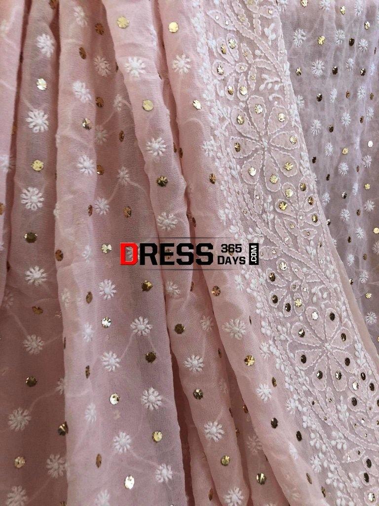 Peach Front And Back Chikankari Suit With Embroidered Dupatta Suits