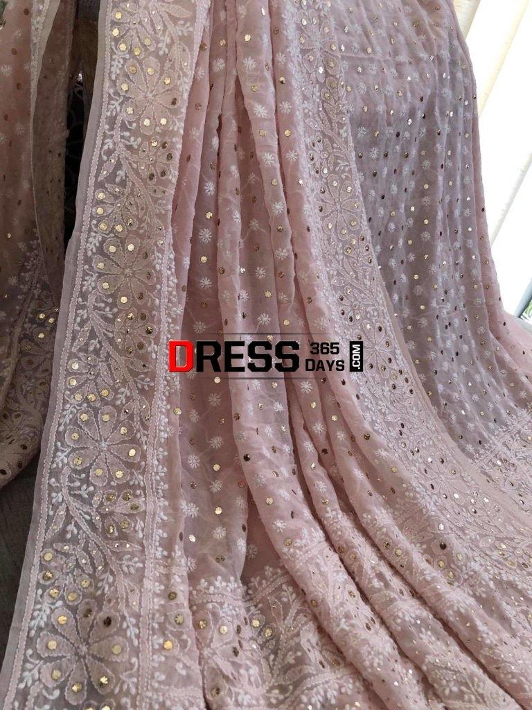 Peach Front And Back Chikankari Suit With Embroidered Dupatta Suits
