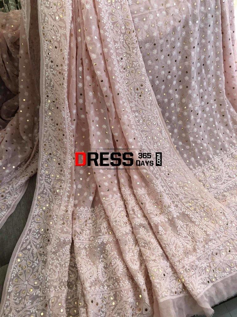 Peach Front And Back Chikankari Suit With Embroidered Dupatta Suits