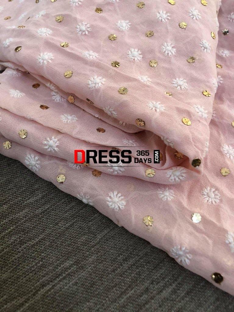 Peach Front And Back Chikankari Suit With Embroidered Dupatta Suits