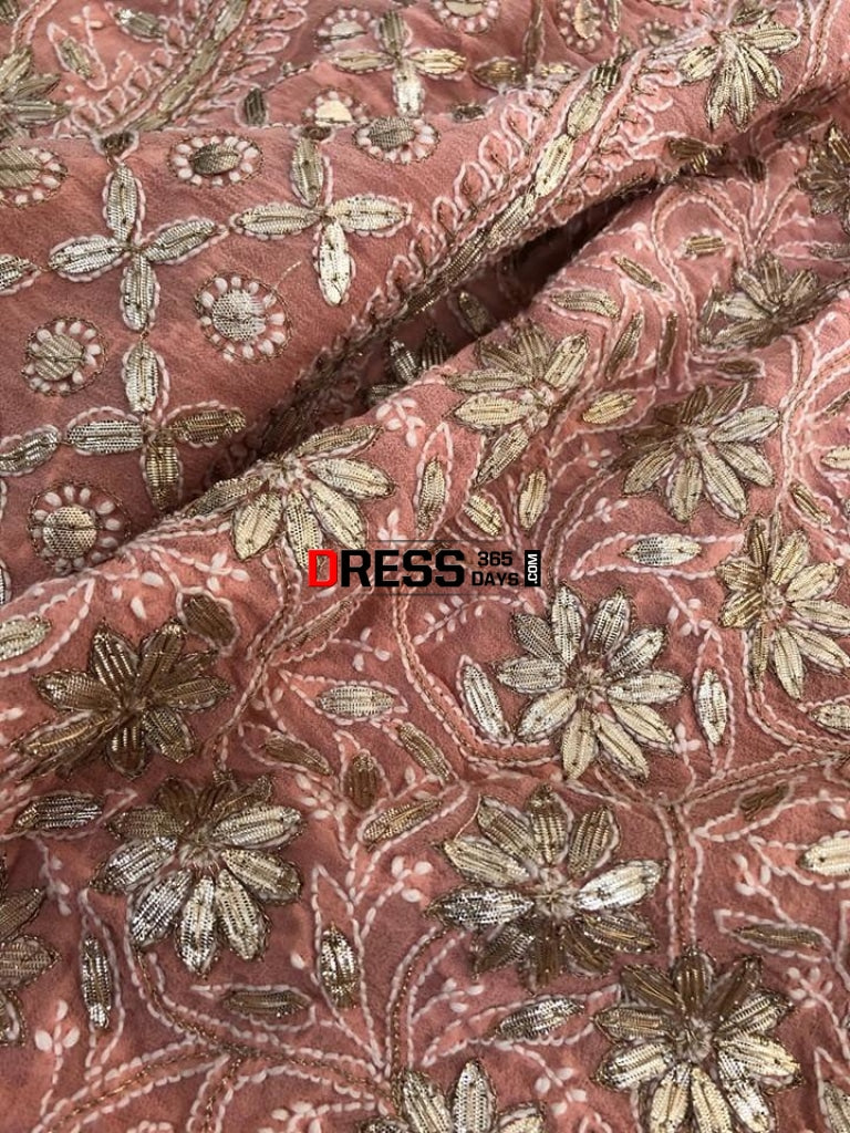 Peach Gota Patti Chikankari Lehenga Skirt(Only Skirt)
