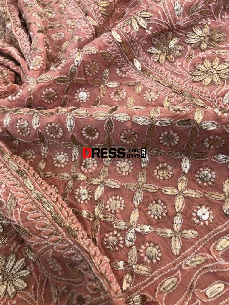 Peach Gota Patti Chikankari Lehenga Skirt(Only Skirt)