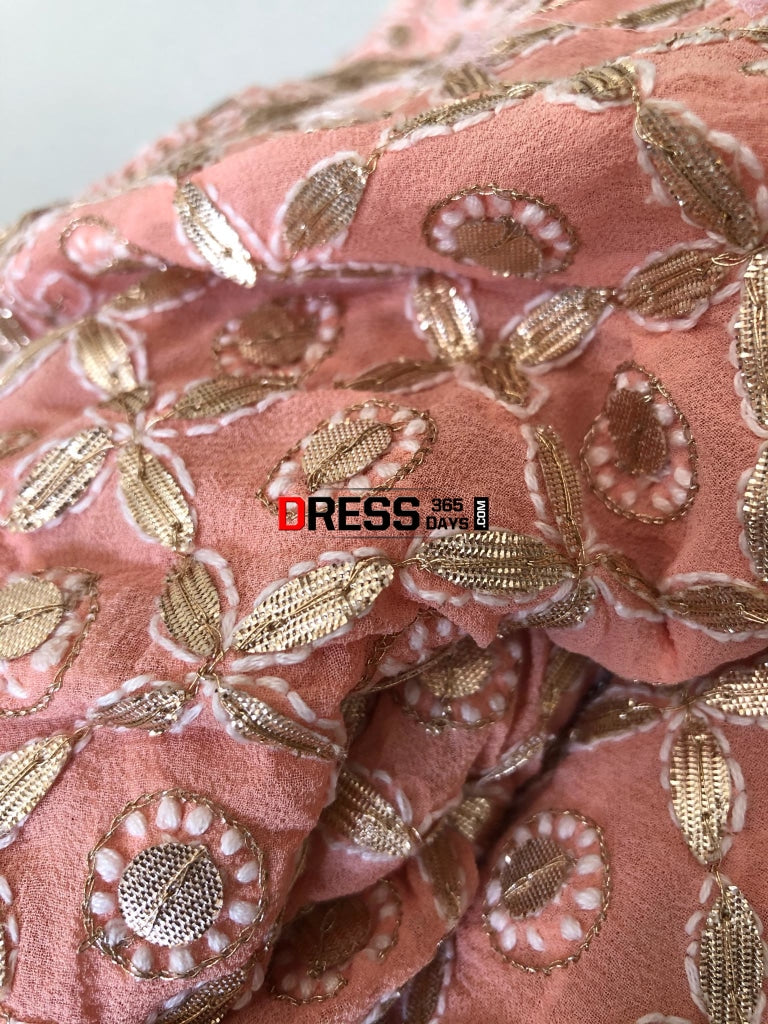 Peach Gota Patti Chikankari Lehenga Skirt(Only Skirt)
