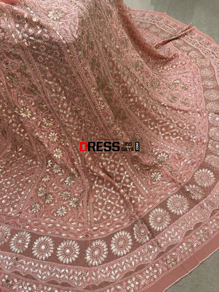 Peach Gota Patti Chikankari Lehenga Skirt(Only Skirt)