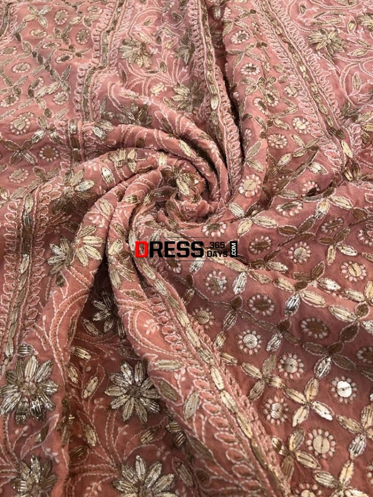 Peach Gota Patti Chikankari Lehenga Skirt(Only Skirt)