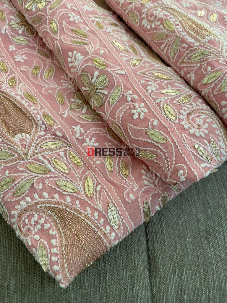 Peach Gota Patti Chikankari Suit Suits