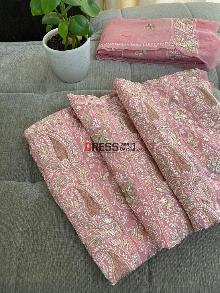 Peach Gota Patti Chikankari Suit Suits