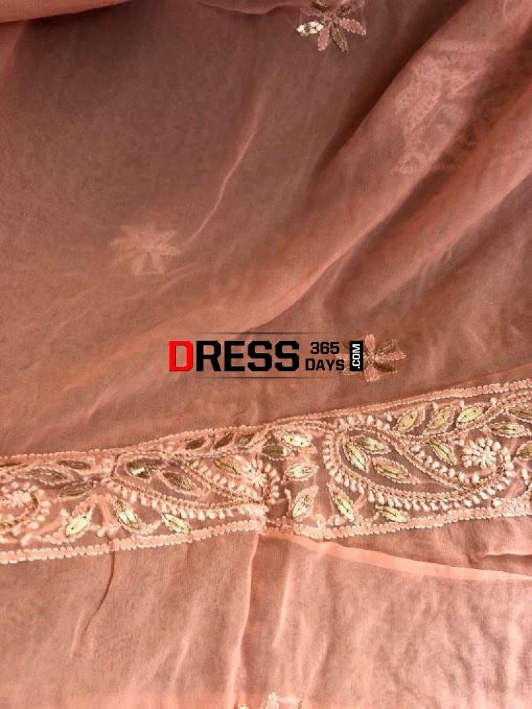 Peach Gota Patti Lucknow Chikankari Suit Suits