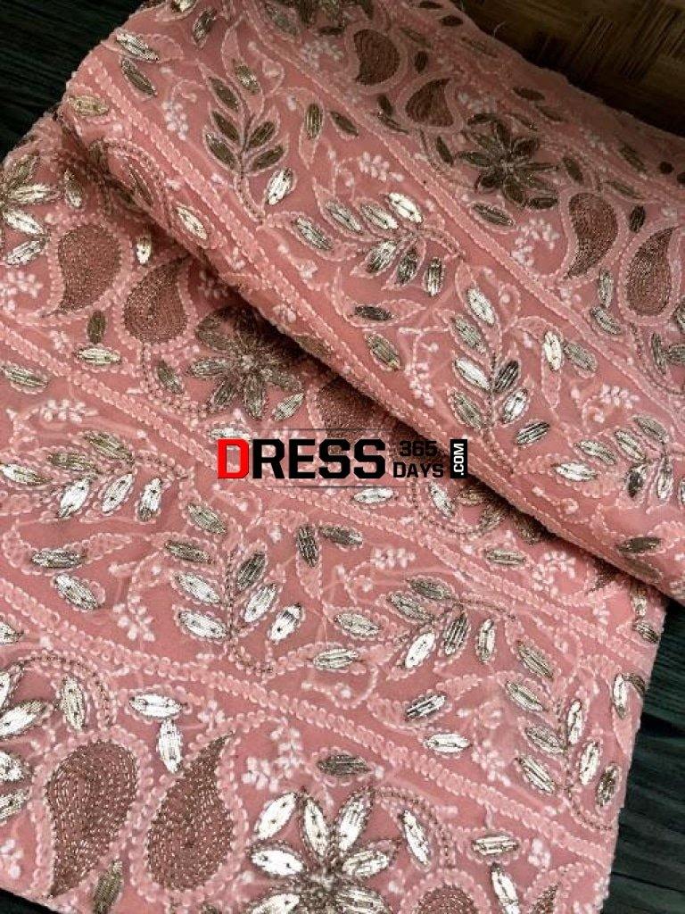 Peach Gota Patti Lucknow Chikankari Suit Suits