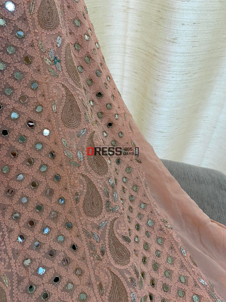 Peach Mirror & Gota Patti Chikankari Suit Suits