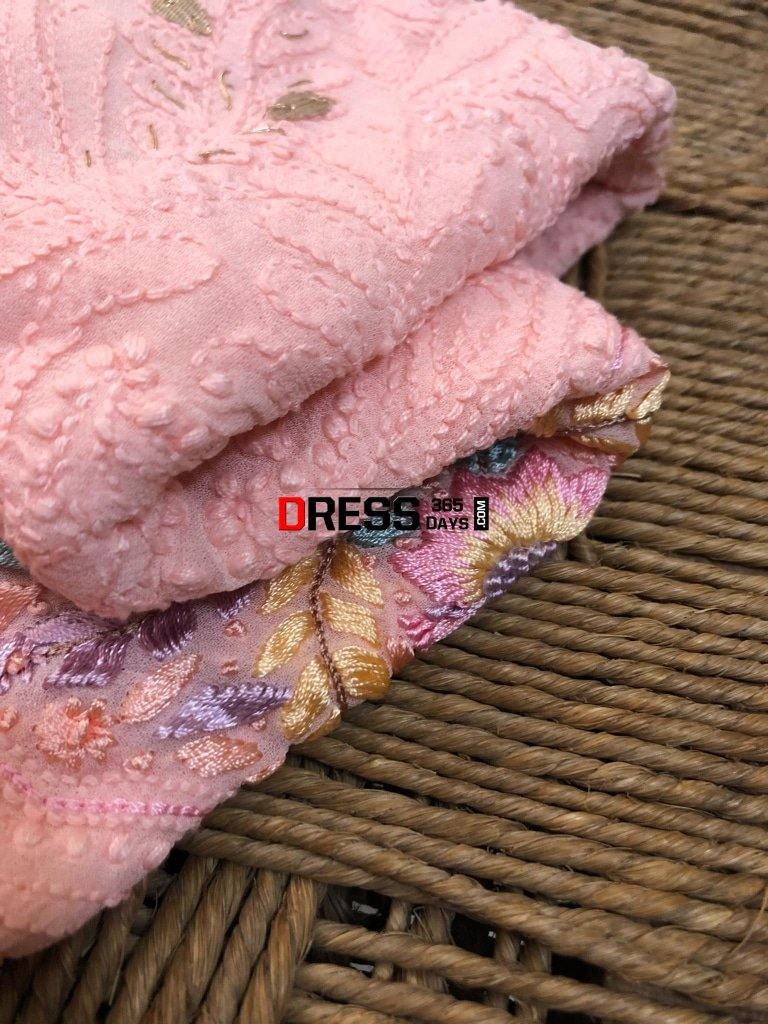 Peach Parsi Gara Chikankari Suit Suits