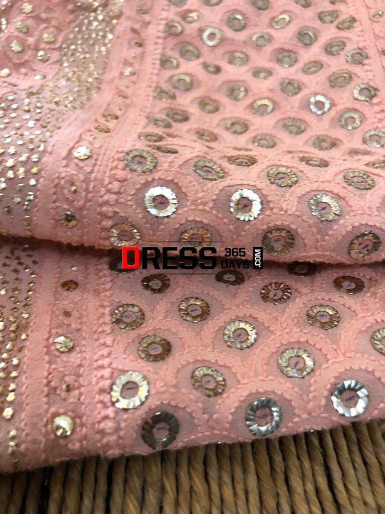 Peach Ring Mukaish Chikankari Suit Suits