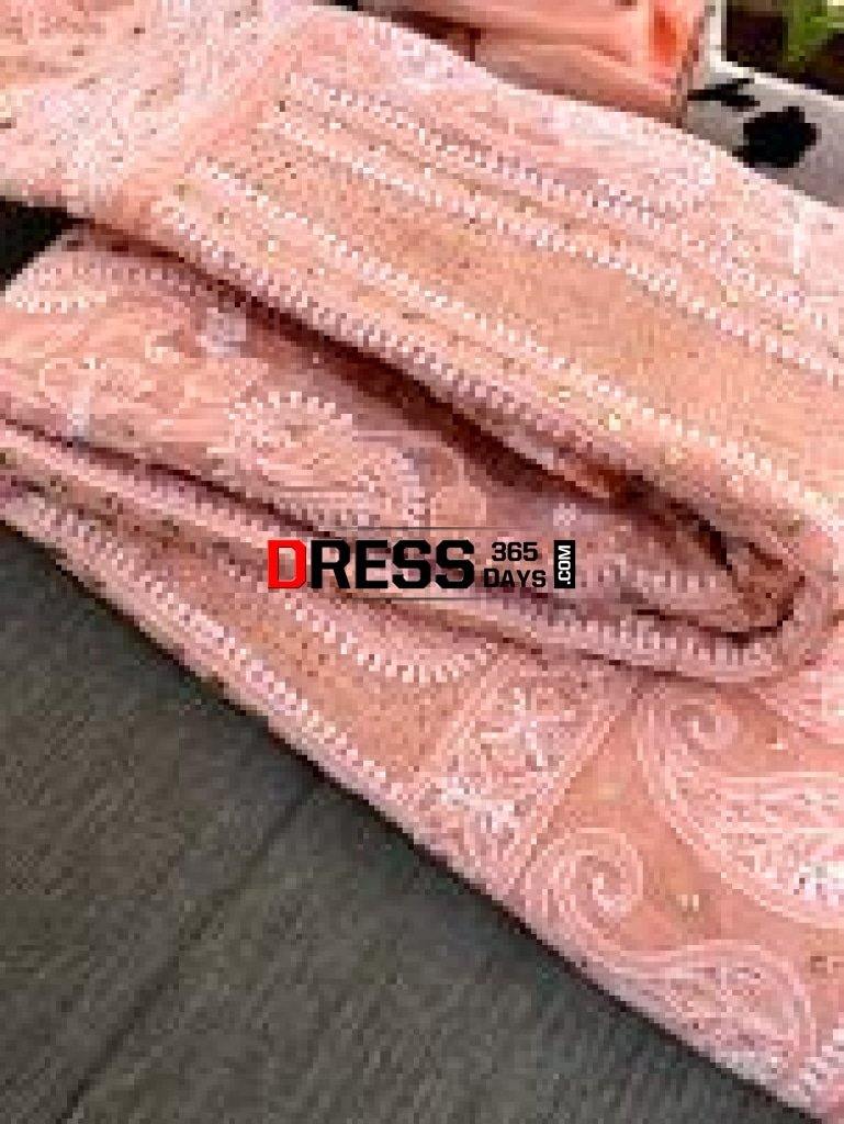 Peach Yoke Mukaish Chikankari Anarkali
