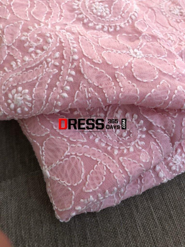 Peachy Pink Chikankari Suit With Embroidered Dupatta Suits