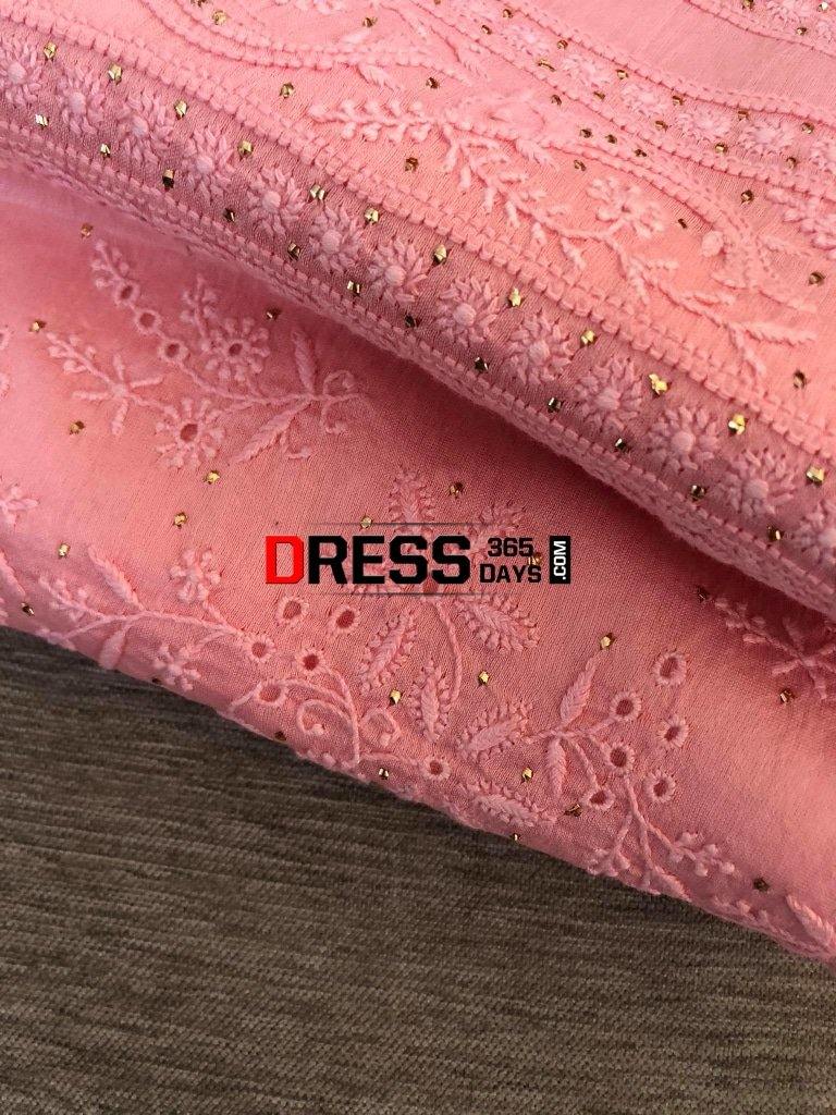 Peachy Pink Fine Chikankari Suit Suits