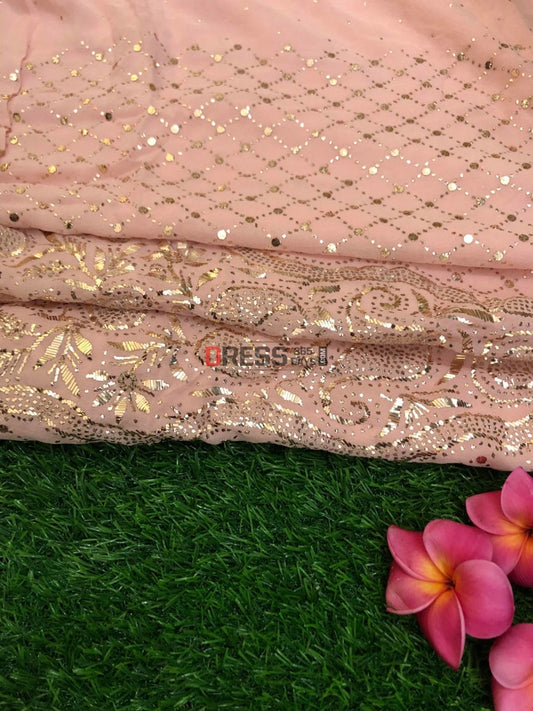 Peachy Pink Kamdani Suit Chikankari Suits