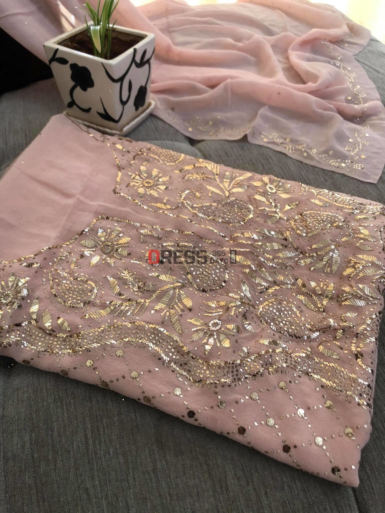 Peachy Pink Kamdani Suit Chikankari Suits