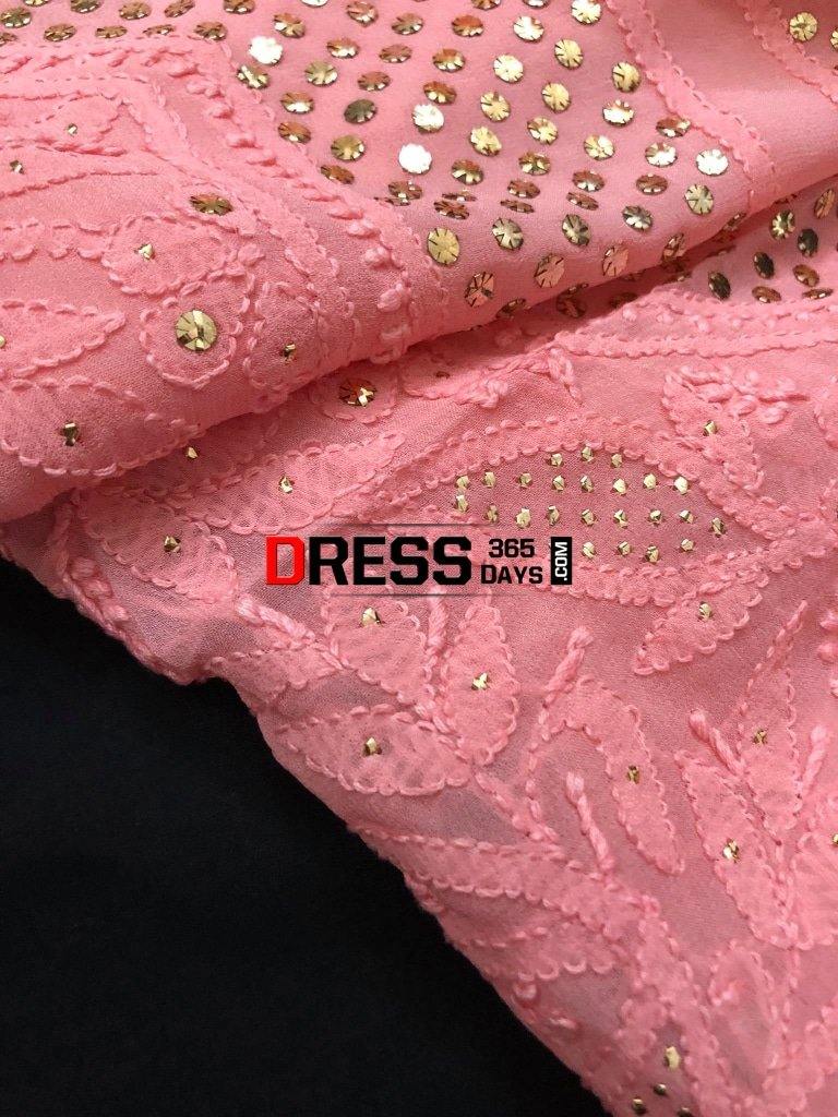 Peachy Pink Mukaish Chikankari Suit Suits