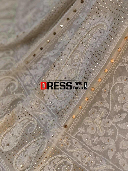 Pearl And Kamdani Chikankari Anarkali Suit